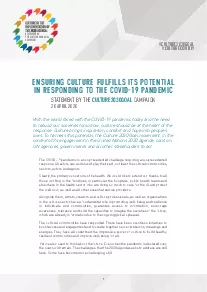 imatge "declaración de #culture2030goal covid-19"